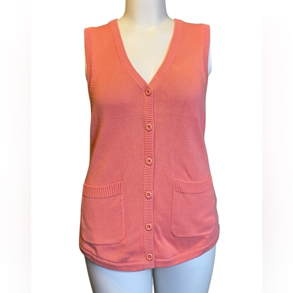 Orvis Cotton Salmon Pink Sweater Vest Women’s Size S